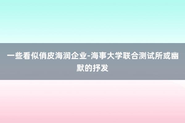 一些看似俏皮海润企业-海事大学联合测试所或幽默的抒发